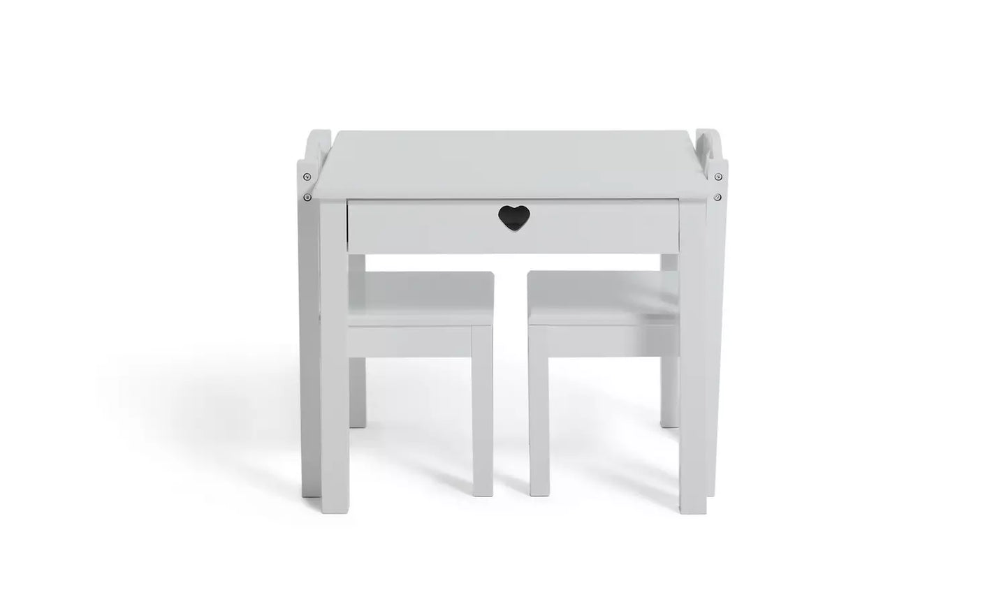 Assembled Mia Kids Table & 2 Chairs - White